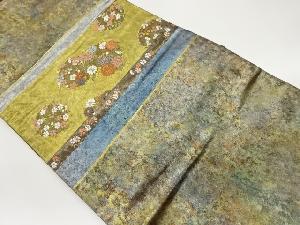 引箔横段に花丸文様織出し名古屋帯